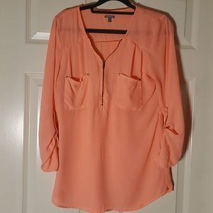 Coral quarter sleeve blouse